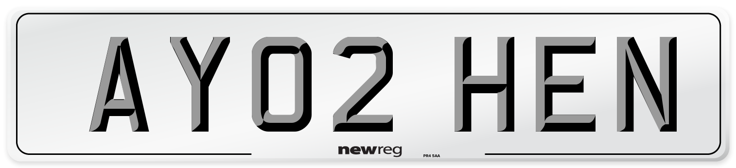 AY02 HEN Number Plate from New Reg